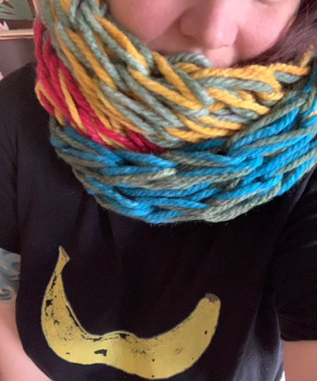 Rainbow "ugly holiday sweater" Hug