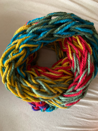 Rainbow "ugly holiday sweater" Hug