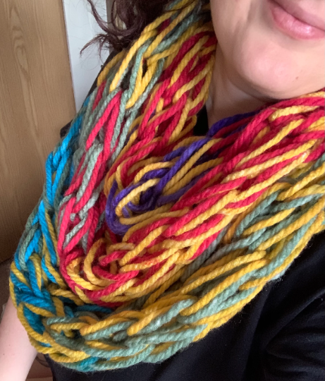 Rainbow "ugly holiday sweater" Hug