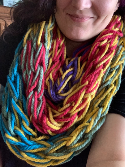 Rainbow "ugly holiday sweater" Hug